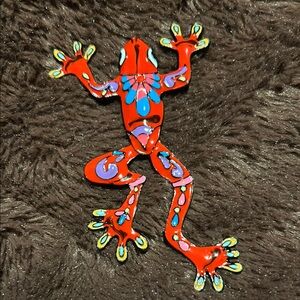 Vibrant Colorful Gecko Enamel Brooch & Pendant